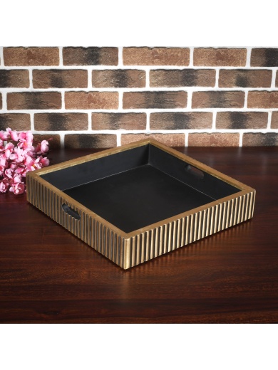 Décor & Style - DST1 -  Serving Tray - Square Metal Clad on MDF with Antique Finish