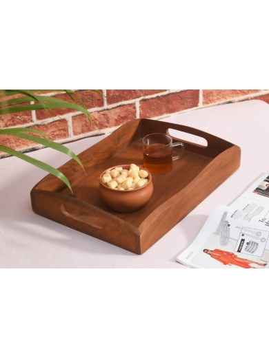 Décor & Style - DST12 -  Serving Tray - Rectangular in Acacia with Honey Finish