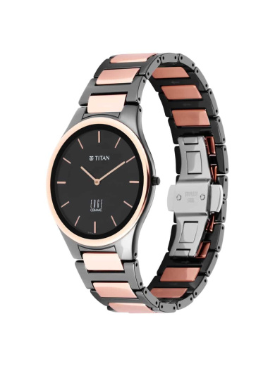 Titan Quartz Analog Black Dial Ceramic Strap Watch for Men - Image 3