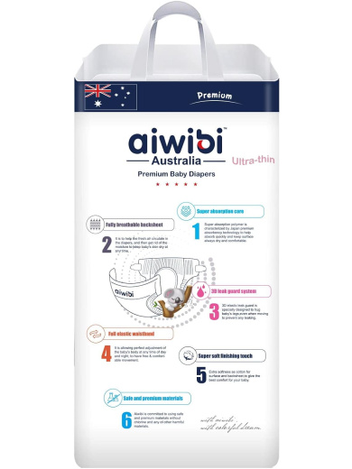 Aiwibi Premium Care Pants Diapers, Size 5, 12-18kg, Unique Softest Absorption for Ultimate Skin Protection, Leakproof, 48 Count