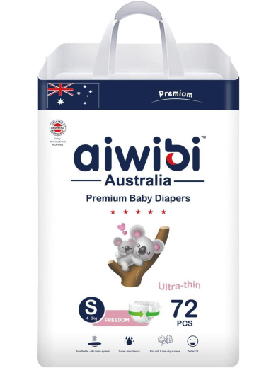 Aiwibi Premium Care Diapers, Size 2, 4-8kg, Unique Softest Absorption for Ultimate Skin Protection, Leakproof, 72 Count