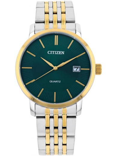 CITIZEN DZ0044-50X Quartz Analog Green Dial Two-Tone Stainless Steel Men's Watch