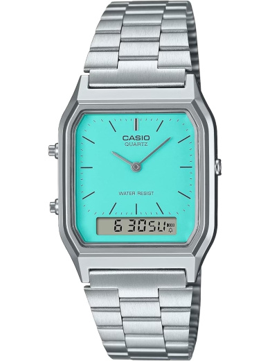 Casio AQ-230A-2A2MQYDF Men's Watch -  Turquoise Dial, Silver Band