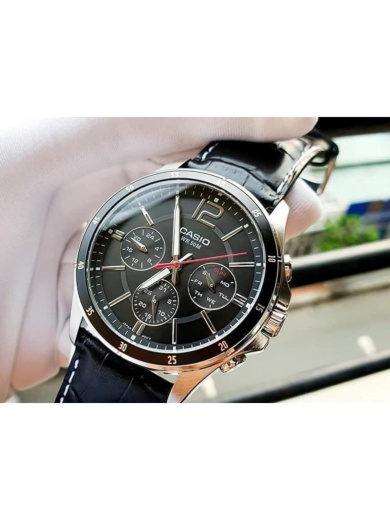 Casio MTP-1374L-1ADF Men's Water Resistant Leather BAnd Analog Watch - 47 mm - Black - Image 3