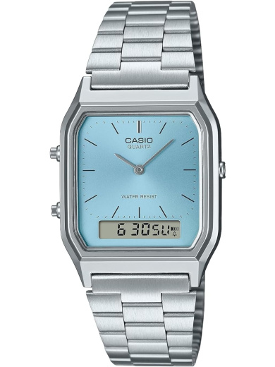 CASIO Vintage Unisex Stainless Steel Band Analog & Digital Watch AQ-230A-2A1MQYDF-Silver