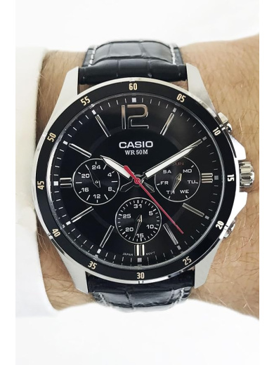 Casio MTP-1374L-1ADF Men's Water Resistant Leather BAnd Analog Watch - 47 mm - Black - Image 2