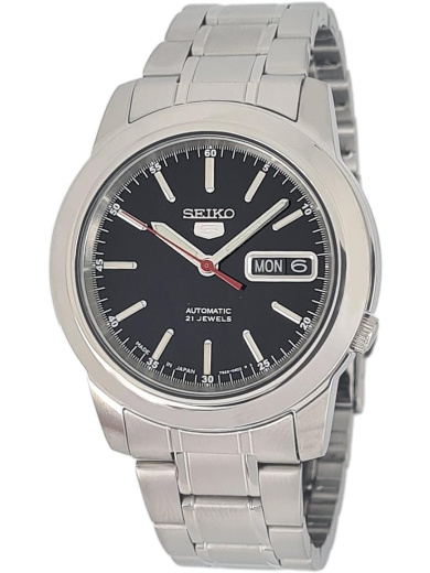Seiko 5 SNKE53J1 Automatic Analog Watch for Men with Stainless Steel Band, Water Resistant, Silver-Black