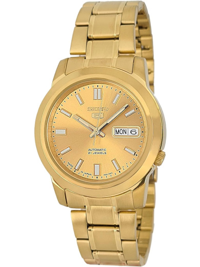 Seiko  SNKK20J1 Analog Watch for Men with Stainless Steel Band, Water Resistant, Gold
