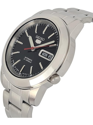 Seiko 5 SNKE53J1 Automatic Analog Watch for Men with Stainless Steel Band, Water Resistant, Silver-Black - Image 2