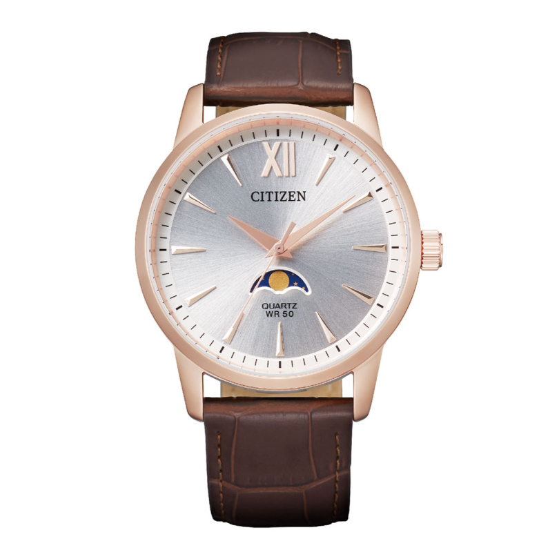 Citizen AK5003-05A Quartz Moonphase Leather Strap Men's Watch