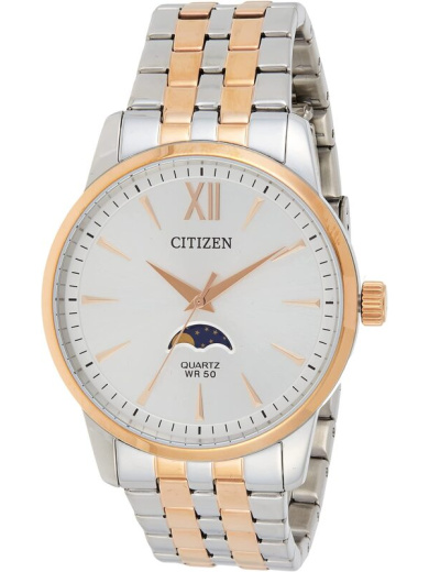 Citizen AK5006-58A Analog Watch for Men with Stainless Steel Band, Water Resistant, Silver/Rose Gold-Silver